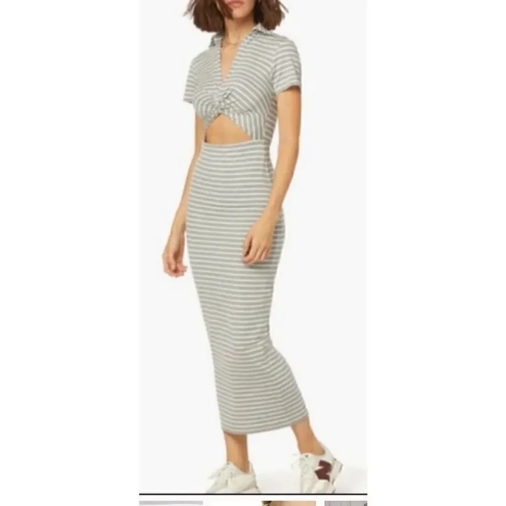 Favorite Daughter Cut Out Maxi T-Shirt Dress in Grey & White NWT Size Medium